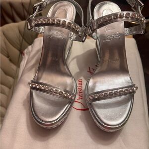 Christian Louboutin Silver Embellished Heels